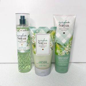 Bath & Body Works Gingham Fresh Gift Set Body Scrub Cream Lotion Nwt